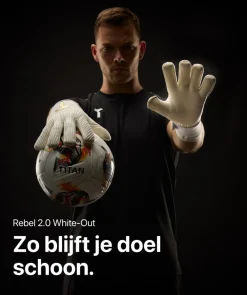 T1TAN Rebel 2.0 White-Out Junior Pro-Kinderen Keepershandschoenen Voor Kinderen|Rebel Collectie